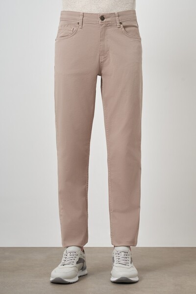Morven Pantaloni din denim din bumbac bej pentru bărbați, cu 5 buzunare, cu p...