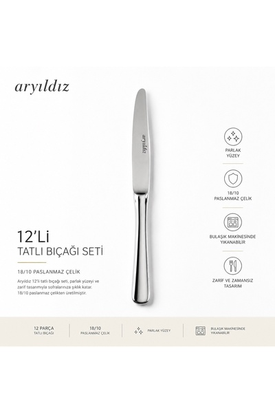 Aryıldız Paris 12li Tatlı Bıçağı