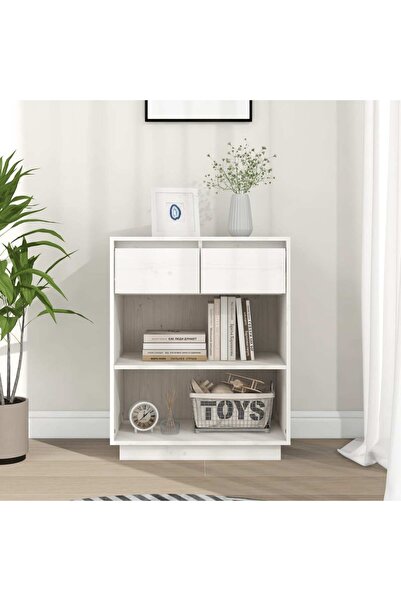 Concept Dulap consolă, alb, 60x34x75 cm, lemn masiv de pin