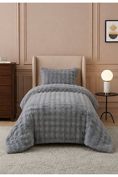 LALHOME Loria Tek Kişilik Peluş Yatak Örtüsü 160x220cm - Wellsoft Yumuşak Dok...