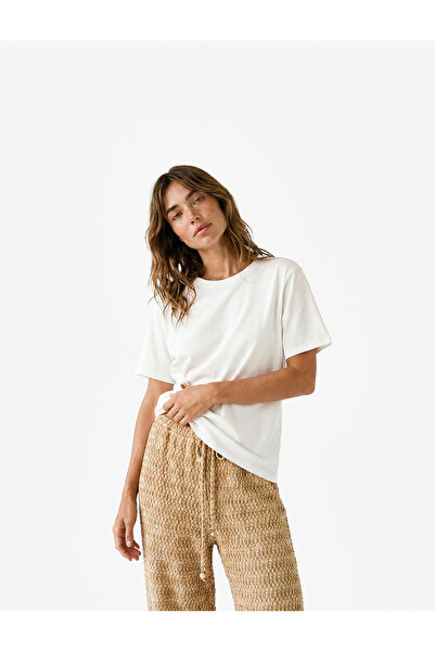 Koton X Şahika Ercümen - Bead Detailed Cotton Short Sleeve Crew Neck T-Shirt
