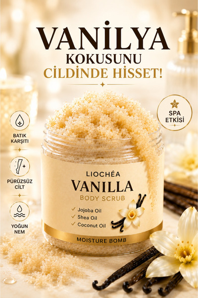 LİOCHEA Vanilla Extract Body Scrub Nourishing Purifying Anti-Ingrown Hair Int...
