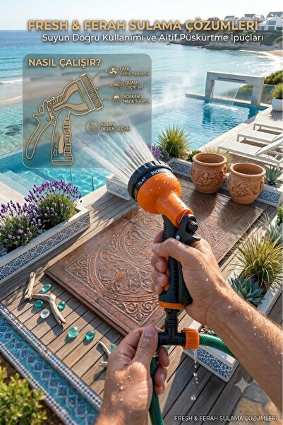 Arus AR-1068 - 8 Fonksiyonlu Bahçe Sulama Tabancası | Pirinç İç Aksamlı