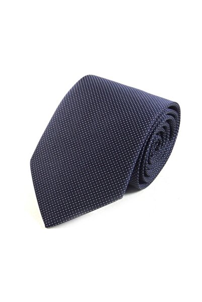 Sade Kravat Navy Blue White Small Patterned Plain 14605 Navy Blue