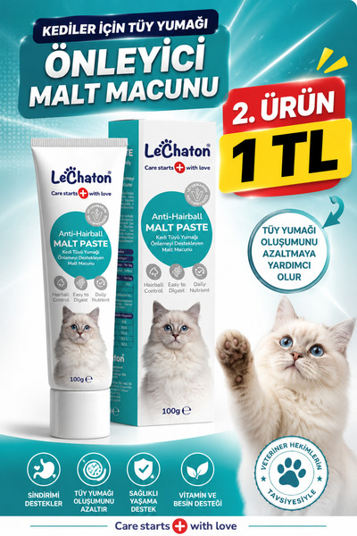 LeChaton Pet Care Kedi Tüy Yumağı Önleyici Malt Kedi Tüyü Döküm Dökülmesi Önl...