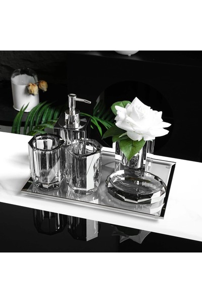 Havona Set de 6 accesorii de baie, gri-cenușiu, cristal