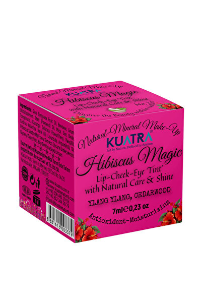 KUATRA Hibiscus Magic Doğal İçerikli Çok Amaçlı Allık, Ruj, Göz Farı (Makyaj ...