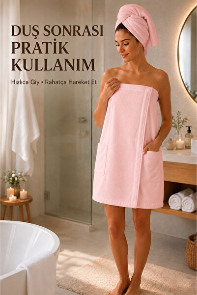 AXXO Pembe Mikrofiber Terry (Havlu Dokulu) Spa Havlusu Askısız Model 400 GSM ...
