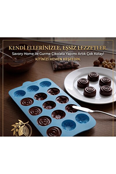 RED KİTCHEN 15 Bölmeli Çiçek ve Spiral Temalı Silikon Çikolata ve Buz Kalıbı