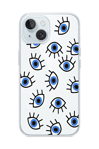 3GEN CASE iPhone 13/iPhone 14 Uyumlu Nazar Gözler Desenli Şeffaf Silikon Kılıf