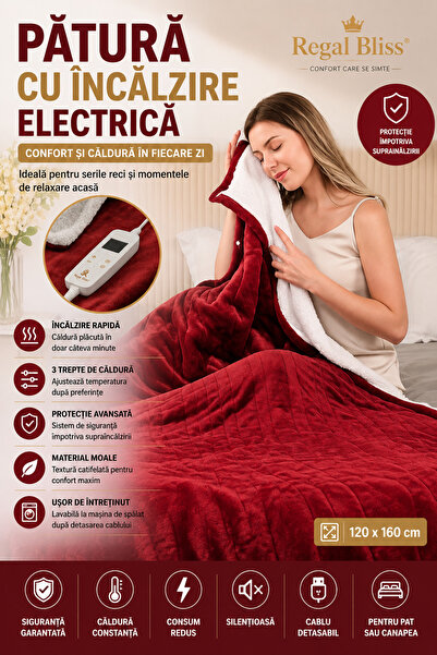 Regal Bliss Patura cu incalzire electrica Regal Bliss, cu protectie impotriva...