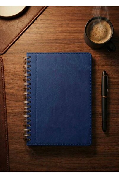 Mr.Notebook Kişiye Özel İsim Yazılı Lacivert Termo Deri Defter - Spiralli Kar...