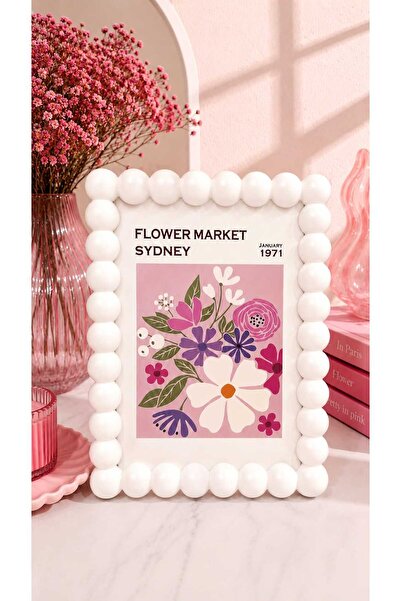 mz mazalinda Decorative Photo Frame with Bead Detail Modern Desktop Picture F...