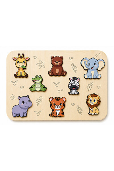 muentoys Ahşap Vahşi Hayvanlar Yapbozu - Sevimli Orman Canlıları Montessori P...