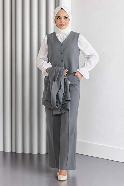 Missvalle Vest Three-Piece Suit Gray 19222
