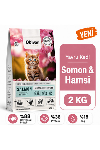 obivan Kitten Somonlu ve Hamsili Yavru Kedi Maması 2 Kg