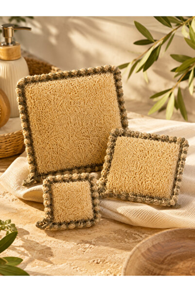 köyceğiz sepeti Doğal Kabak Lifi 3’lü Set (Banyo + Bulaşık + Yüz)