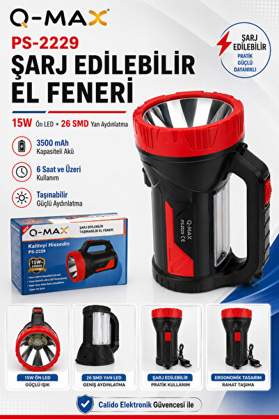 Calido Elektronik Şarj Edilebilir Ve Taşınabilir Fener El Feneri