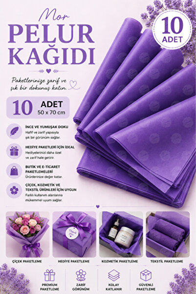 t tuğset etiket Colored Pelur Paper Purple 50x70 Cm 10 Pieces