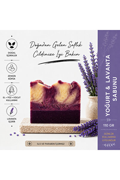 VELUNERA Lavanta & Yoğurt Bakım Sabunu | Normal ve Kuru Ciltler İçin | 110 gr