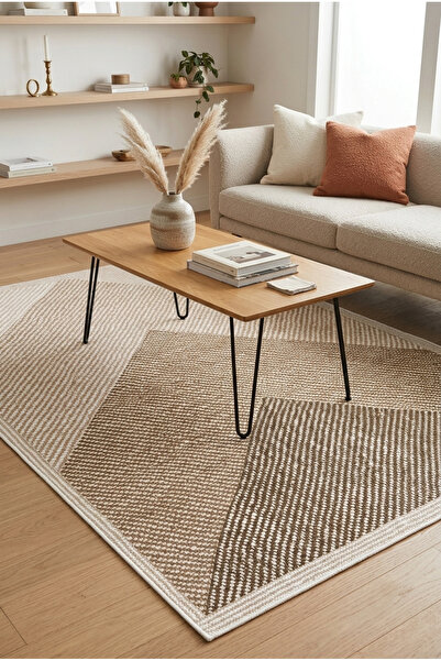 Pelura Halı Geometrik Desenli Dijital Baskılı Kaymaz Taban Yıkanabilir Halı
