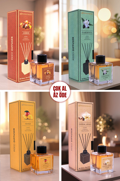 MOUVEMENT 4'Lü Çubuklu 100 ml Oda Kokusu Seti Çok Al Az Öde (Amber Sandal Man...