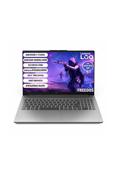 LENOVO LOQ 83S0002YTR Ryzen 7 7735HS 16GB 512SSD RTX4050 15.6" FullHD FreeDOS...
