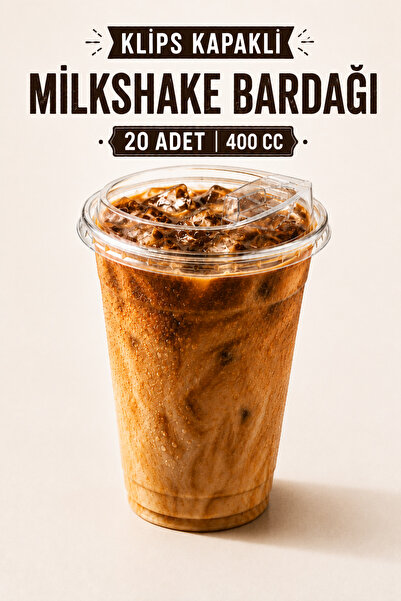 Delvos 400 cc Plastik Pet Soğuk Kahve Limonata Milkshake Bardağı 20 Adet Klip...