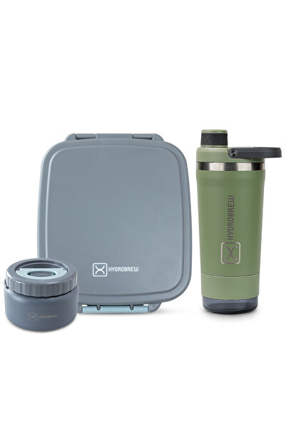 Hydrobrew Mega Flex Bento Lunch Box 1864ml w/ Sip Core Stainless Steel Bottle...