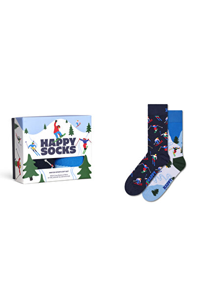Derimod Happy Socks Men's Multicolor Winter Themed Cotton 2-Piece Sock Set P0...