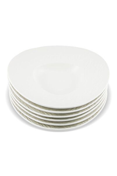 Zass Set farfurii ceramice cu textură de piatră – 6 piese ZG-DS 04 Alb