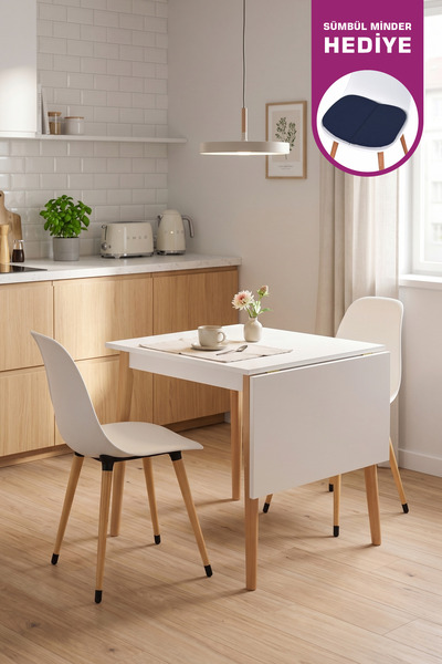 VİLİNZE Eames Sandalye Avanos Ahşap Mutfak Masası Takımı - 70x80 Cm