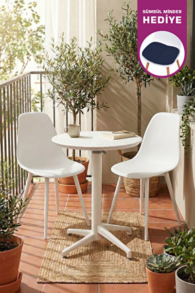 VİLİNZE Tilia Plastik Bahçe Balkon Bistro Seti Katlanır Masa 60*60 cm