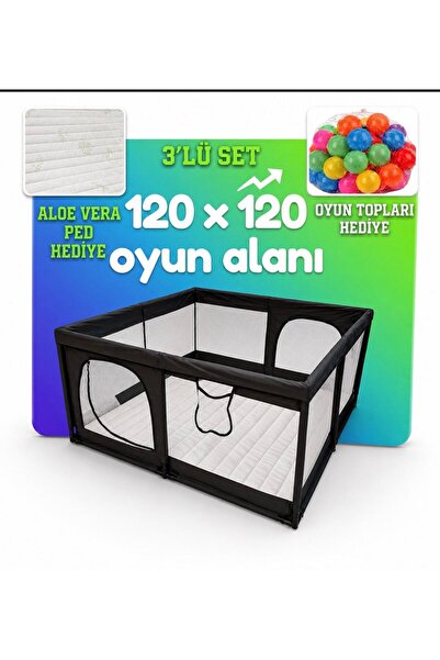 AVOCADO 120X120 Güvenli Çocuk Ve Bebek Oyun Alanı Seti (3'lü) 120x120 Oyun Parkı