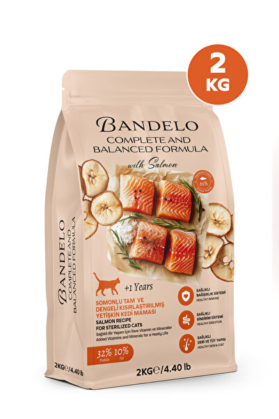 Bandelo Kısırlaştırılmış Somonlu Yetişkin Kuru Kedi Maması 2 Kg - Kilo Kontro...