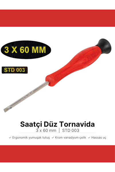 Eltos Std003 Saatçi Tornavida Düz 3x60 mm - 1 Adet