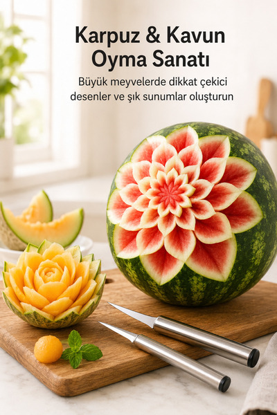 Svava BIÇAK Profesyonel Paslanmaz Çelik Meyve Sebze Oyma Şekillendirme Dekor Seti