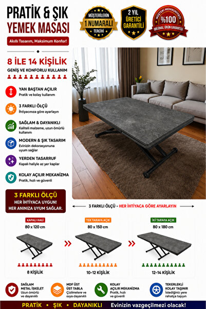 SEHPAM AKILLI Yan Baştan Açılır Akıllı Yemek Masası Oval Mdf Tabla Alt Mekani...