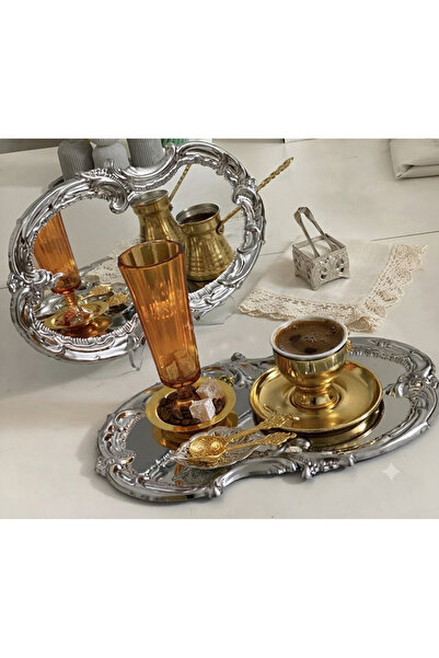 Elzemm store Paslanmaz Çelik Gümüş 2 Adet Işlemeli Dantel Desen Artnova Servi...