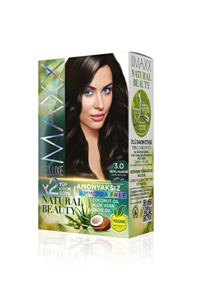 MAXX DELUXE Natural Beauty Amonyaksız Set Saç Boyası 3.0 Koyu Kahve