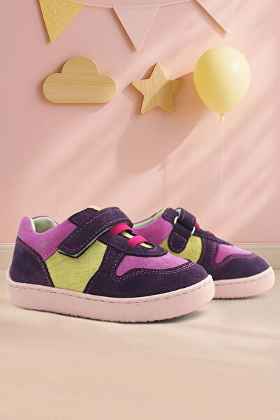 Rakerplus Bob Genuine Leather Purple Pink Barefoot Velcro Elastic Baby Sneake...
