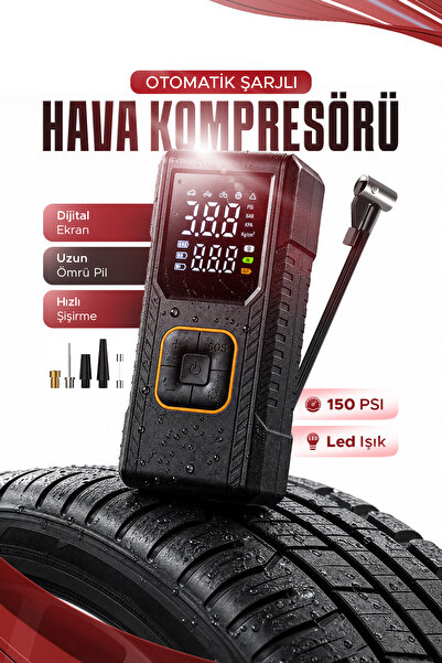 EN SİGA Otomatik Şarjlı 150psi Dijital Gösterge Araba Hava Kompresörü Lastik ...