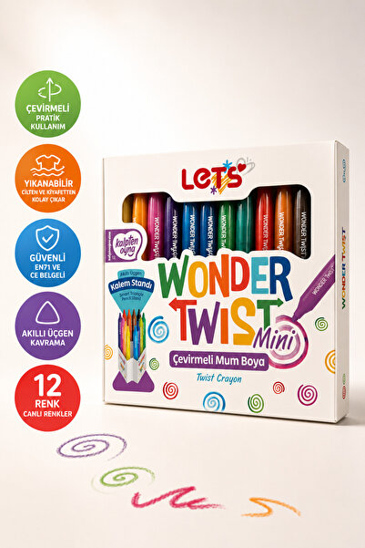 Lets Wonder Twist Mini Çevirmeli Mum Boya 12 Renk