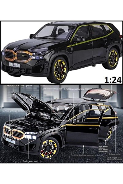 OYUNCAKSAHİLİ BMW X SUV JİP Diecast 1.24 Collectıon 2023 Model 21cm Metal 6 Kapı Bagaj Kaput Açılır Metalic Siyah
