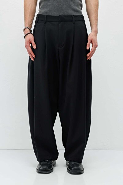 VAMOSCLO Barrel Fit Tailored Pants Black