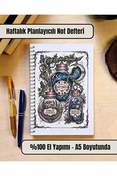 Maam Craft | A5 Haftalık Planlayıcılı Not Defteri - Modern Tasarım Sert Kapak...