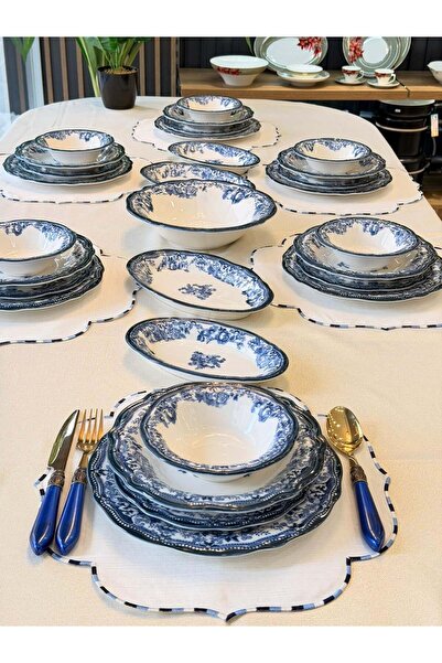 Onedekor 29 Parça 6 Kişilik Porselen Yemek Takımı Velour Navy