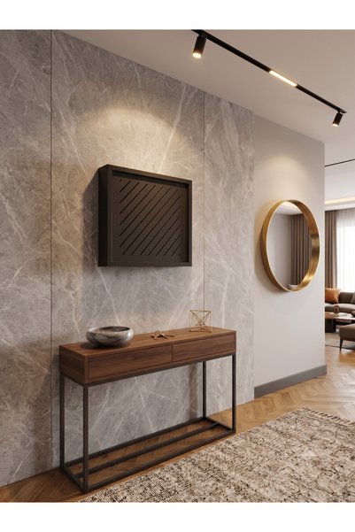 AA AHŞAP Fuse Storage Box Decorative Electrical Panel Storage Box Sliding Wall Organizer Anthracite Side