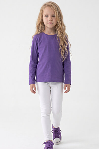 KİAGU Mor Basic T-Shirt- Uzun Kol Terletmeyen Esnek Kumaş Pamuklu Mevsimlik M...