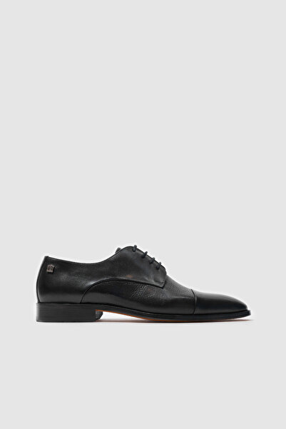 TOGO Men's Black Geyik Analin Genuine Leather Laced Classic Shoes [052067]